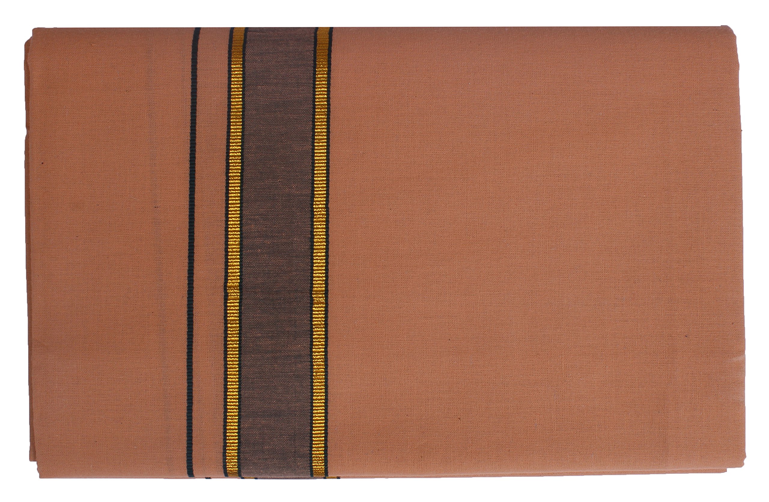 Prakasam Cotton Men's Light Kaavi Colour Single Dhoti. 1.29X2.00 Meter