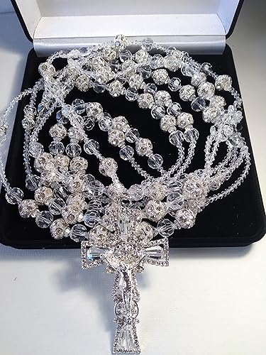 Miniatura 3 de Lazo de boda para boda de Cristal fino Combinado con bola de rhigestone de 0.630 in con Cristal Lasso Color Plata sin imagenes y Cruz católica.