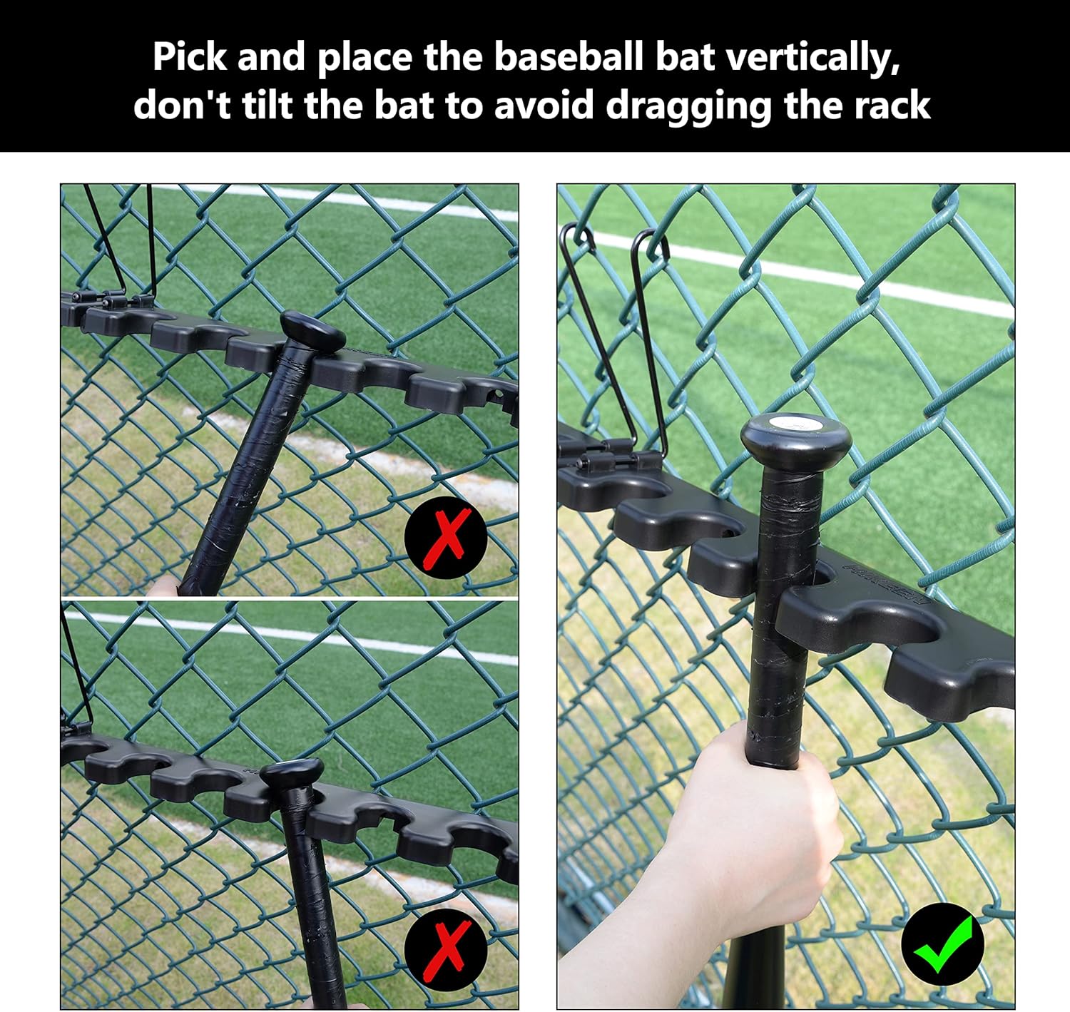 Hikeen Baseball Bat Rack Dugout Organizer Bat Holder for Storage 12 Bats, Foldable