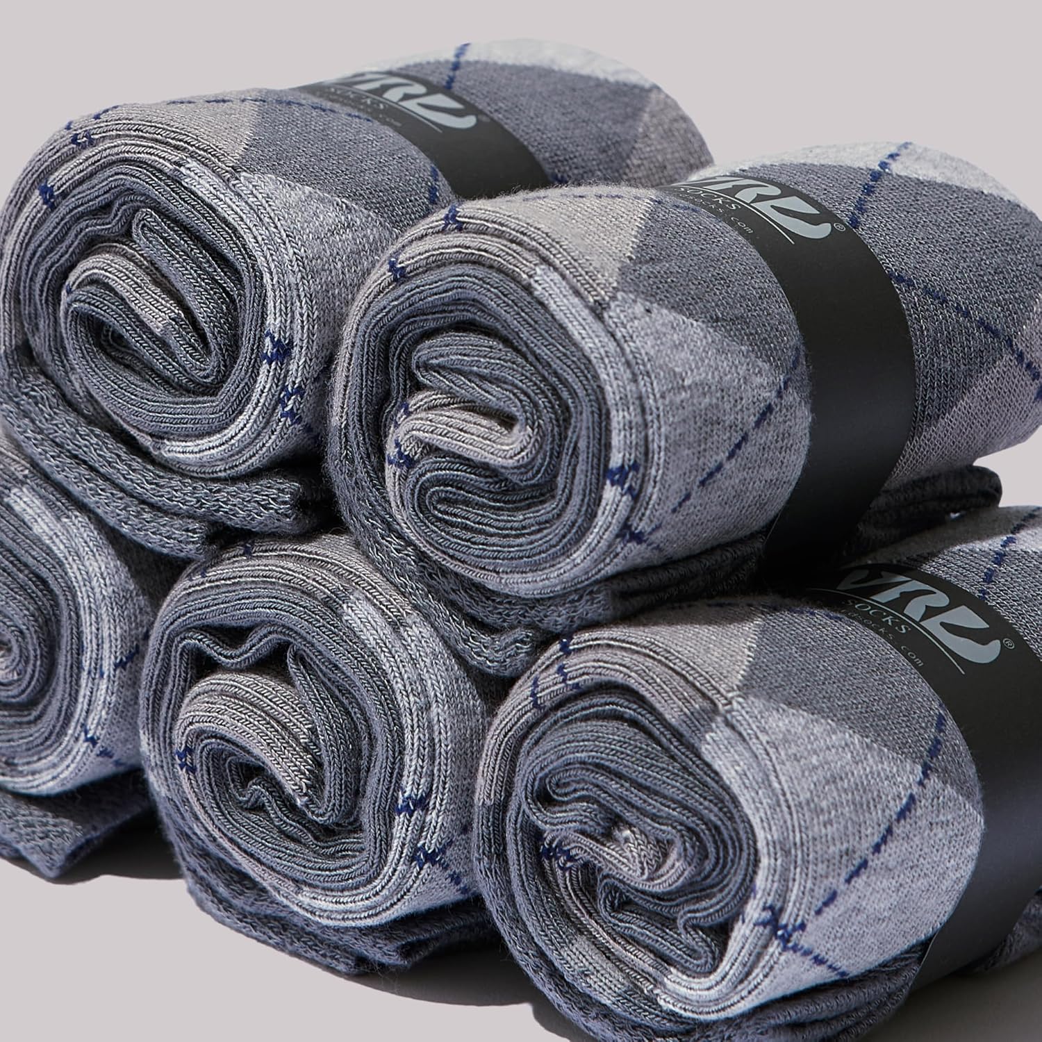 VRD Mens Dress Socks, Bamboo Rayon 5-Pack, Grey Crew Length Mid-Calf Socks for Men Shoe Size 8-13 - Image 6