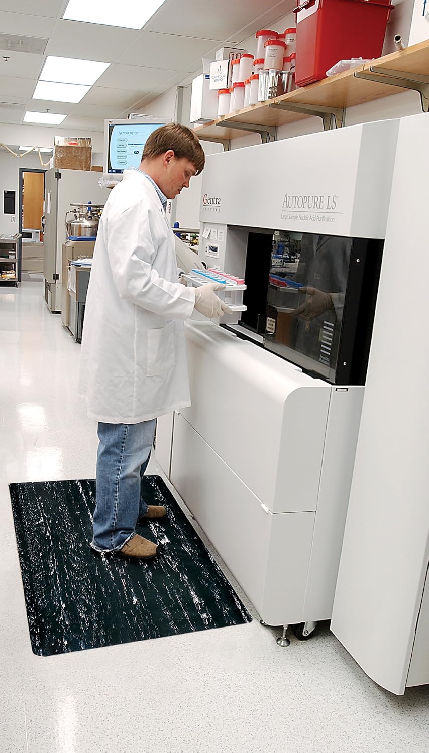 Wearwell PVC 419 UltraSoft Tile-Top Mat, Safety Beveled Edges, for Dry Areas, 4' Width x 60' Length x 7/8" Thickness, Gray