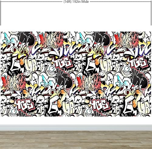 Miniatura 6 de Mural de pared de arte de grafiti colorido Arte callejero con temática urbana Papel tapiz extraíble para despegar y pegar papel tapiz estilo