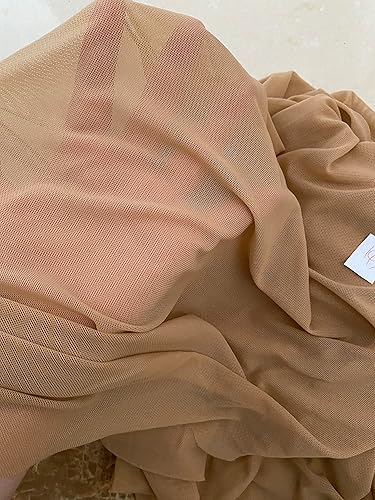 Miniatura 5 de Tul, malla eléctrica, tela de malla, tela piel nude, tul elástico suave al tacto 3 yardas M2 (desnudo oscuro)