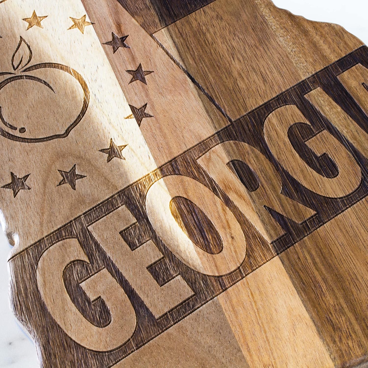 Totally Bamboo Rock & Branch Origins Series Georgia State Shaped Cutting Board and Charcuterie Serving Tray, Includes Hang Tie for Wall Display Natural Wood - Image 6