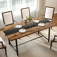 Vista 10 de HOMCOM Mesa de comedor industrial para 8 personas, mesa de cocina rectangular de 70.9 pulgadas de largo con mesa grande y patas de acero