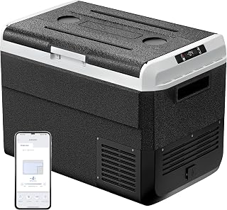 12 Volt Refrigerator, 53 Quart Electric Cooler, Car Fridge 12V/24V DC 100~240V AC, Portable Freezer -4℉~68℉, APP Control, Portable 12V Refrigerator Fridge for Truck, RV, Camping,Travel