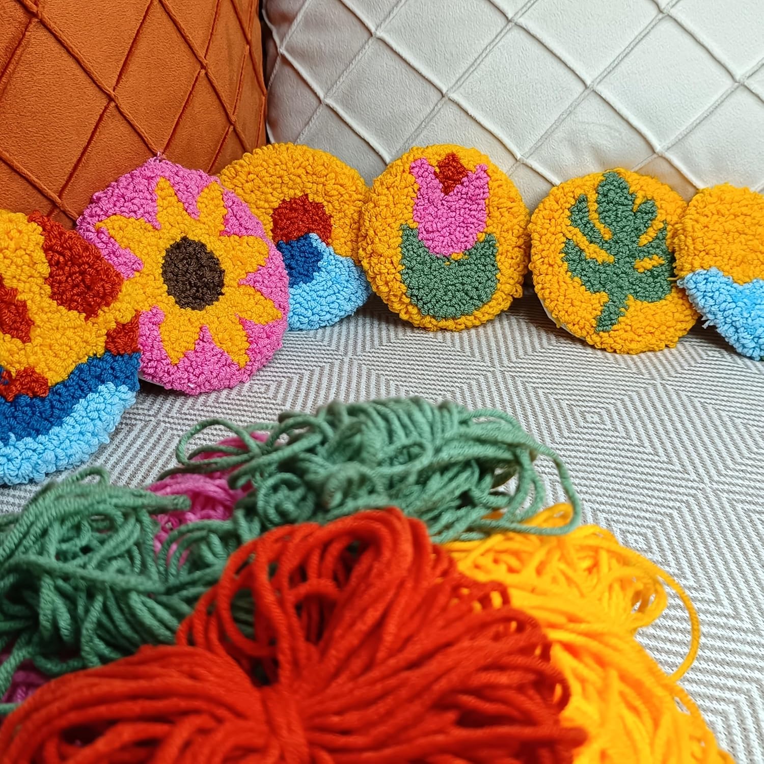 23 PCS DIY Punch Needle Kit, Sunflower Punch Needle with Coasters, Embroidery Starter Set for Beginners, Magic Embroidery Pen with Needles, Knitting Beginners Kit Sewing and Stitching Craft Tools