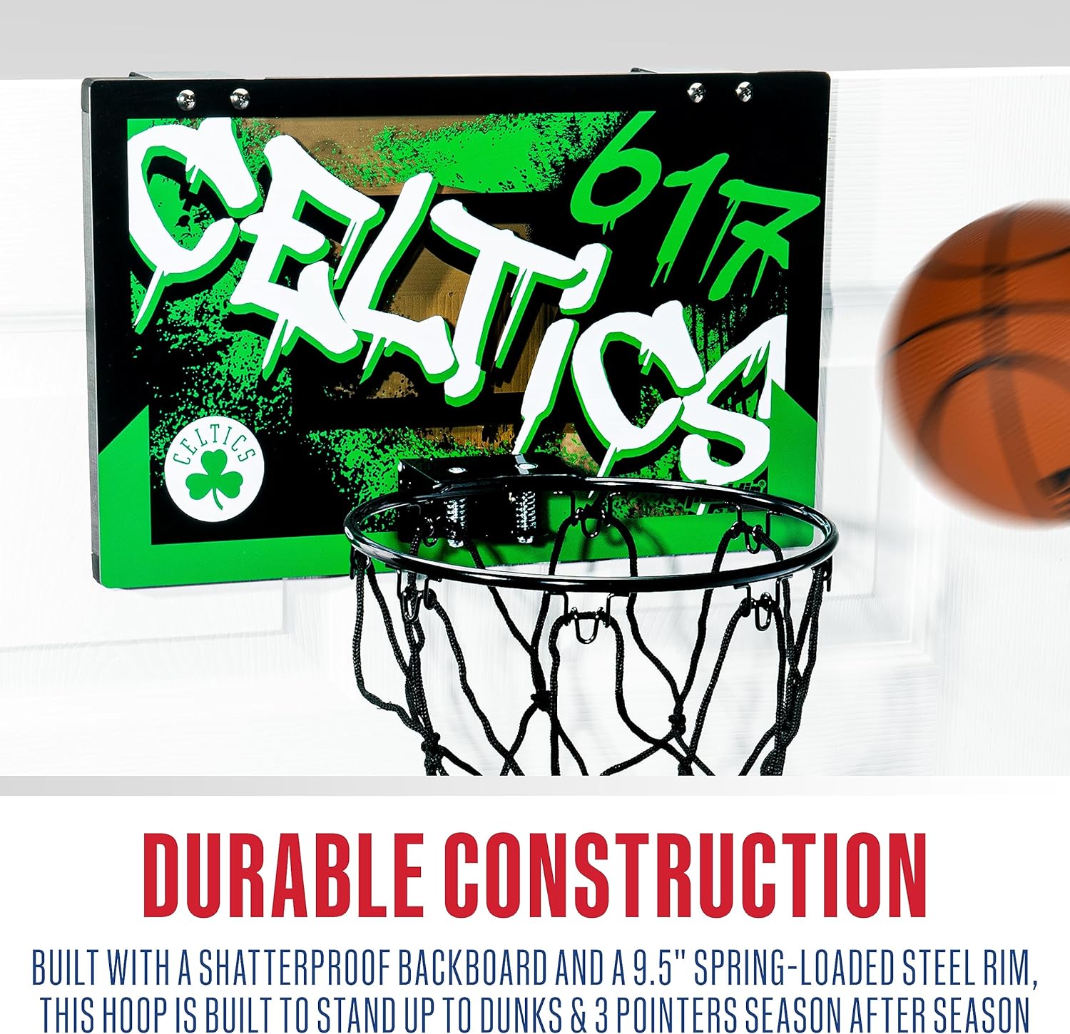 Franklin Sports NBA Team Over the Door Basketball Hoops - Kids Indoor Mini Basketball Hoop + Ball Set - NBA Fan Mini Hoops