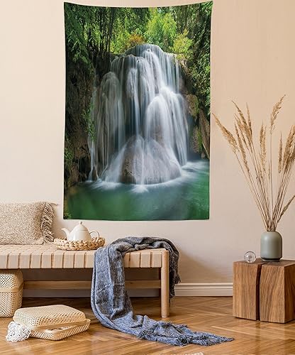 Miniatura 12 de Lunarable Tapiz de flores tamaño individual, racimo de flores abstractas con fondo de polinización de neón, formas de crecimiento de la naturaleza