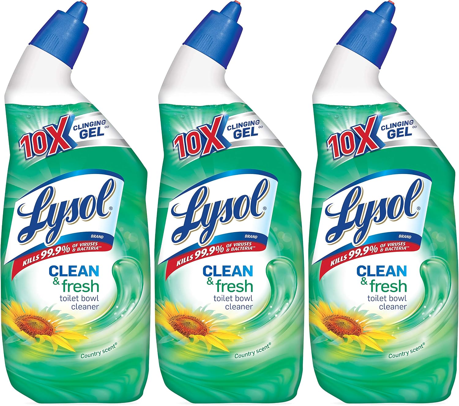 Lysol Power & fresh Toilet Bowl Cleaner, Forest Rain scent, 72 Fl. Oz, Pack of 3