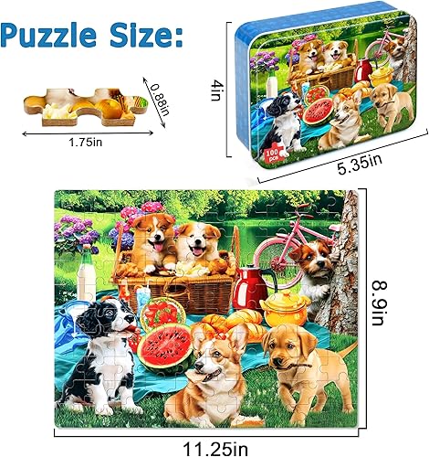 Miniatura 93 de LELEMON Rompecabezas para niños de 4 a 8 años, rompecabezas de 100 piezas para niños, rompecabezas educativos para niños en una caja de metal