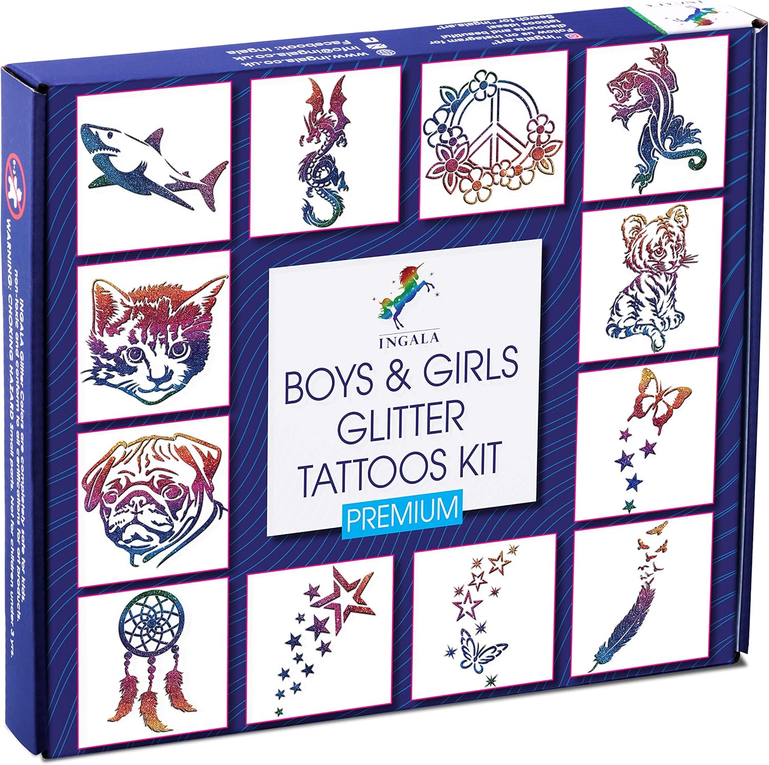 Ingala Premium Glitter Tattoo Kit for Boys and Girls Unique