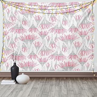 Ambesonne Abstract Tapestry, Image of Repeated Penicilliums on Plain Backdrop World of Microorganisms, Wide Wall Hanging for Bedroom Living Room Dorm, 60" X 40", White and Dark Pink