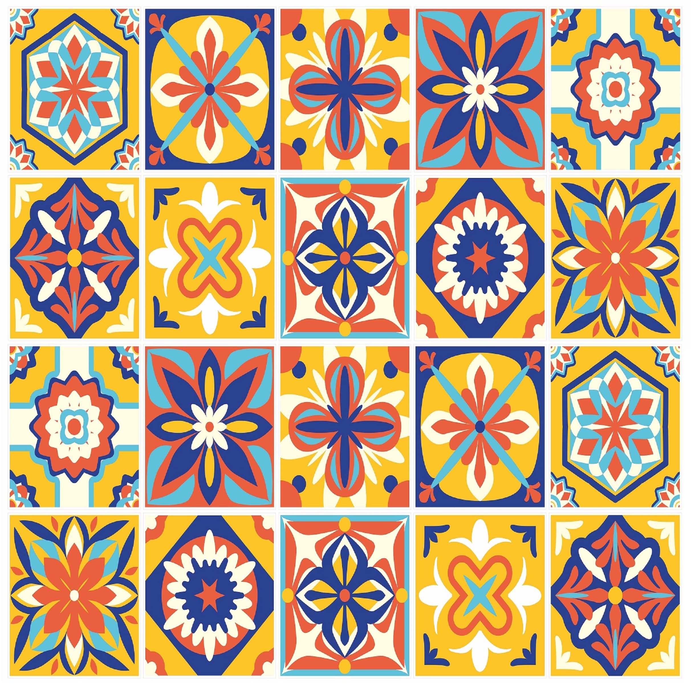 Mosaic Tile Stickers Pack of 20, for 200mm x 250mm / 20cm x 25cm / 8 x 10 Inch, Waterproof for Kitchen & Bathroom C41