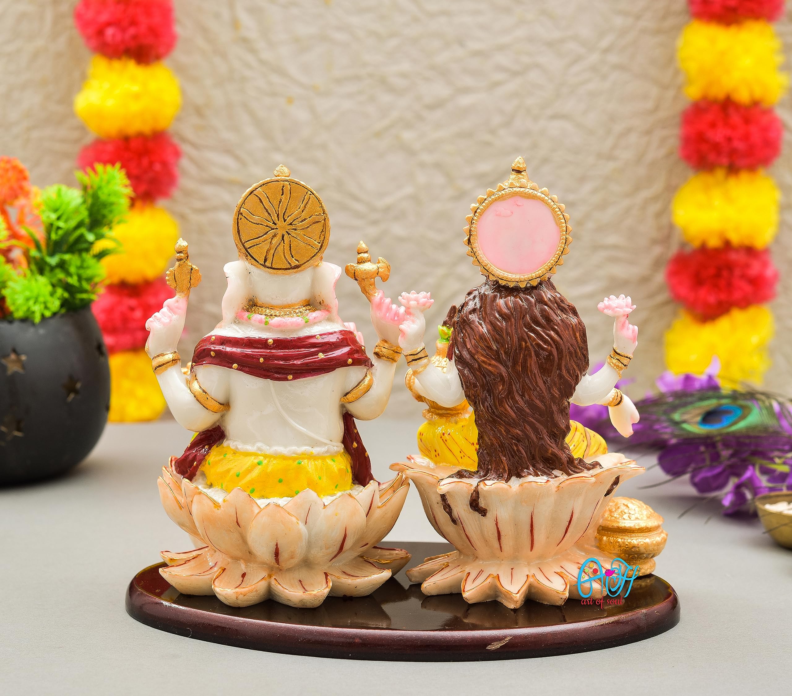Archna Handicraft Polyresin Ganesh Ji Laxmi Ji Idol Murti for Pooja Room Laxmi Ganesh Murti for Home Temple Pooja Room Decoration Figurine Sculpture (Size :: 7 x 9 Inch) - Image 5 thumbnail