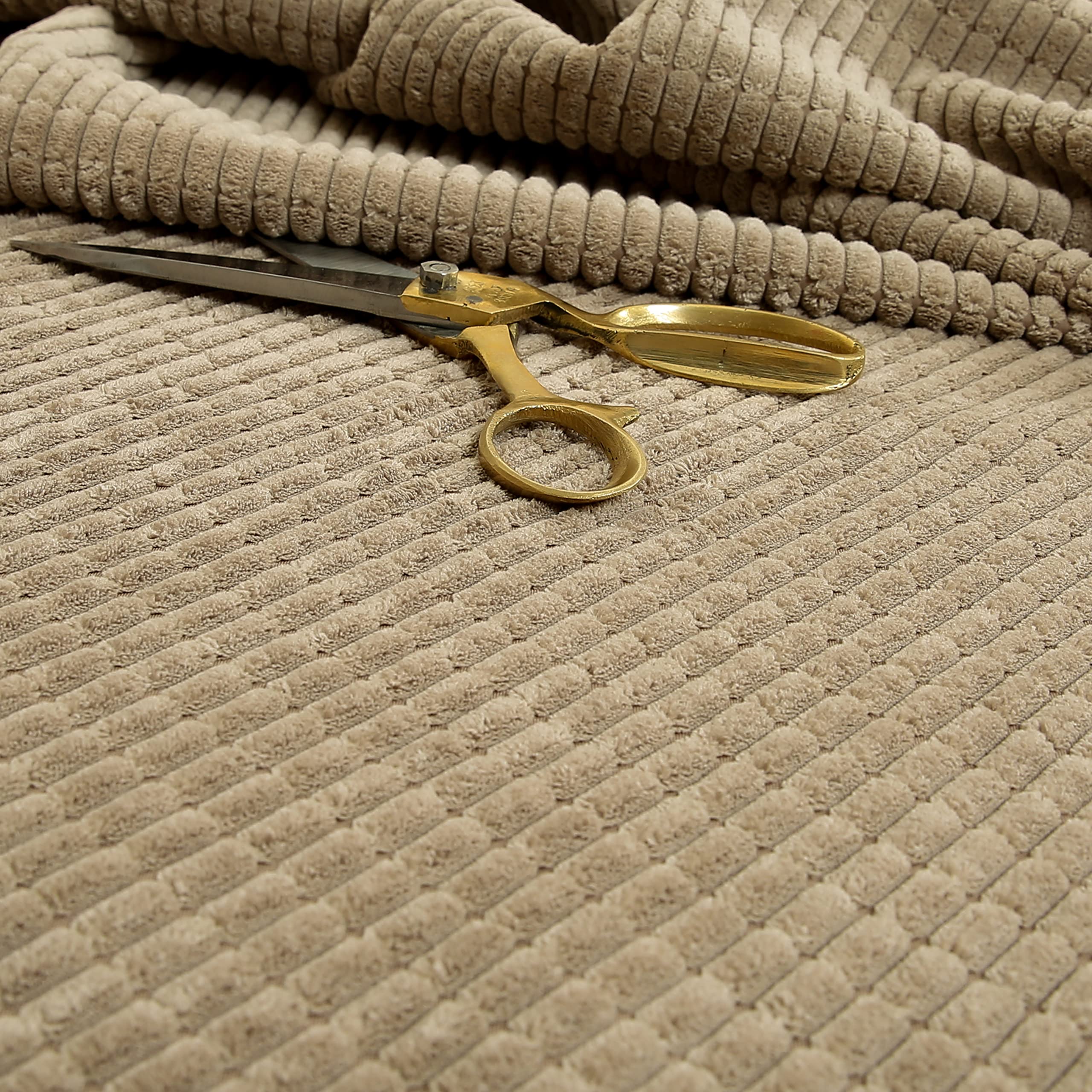 Redbrick Mill Fabrics Soft Waffle Square Effect Cord Corduroy Material Textile for Sofas Chairs Home Furnishings Upholstery Projects Flame Treated, Light Fawn Mink (1 Metre)
