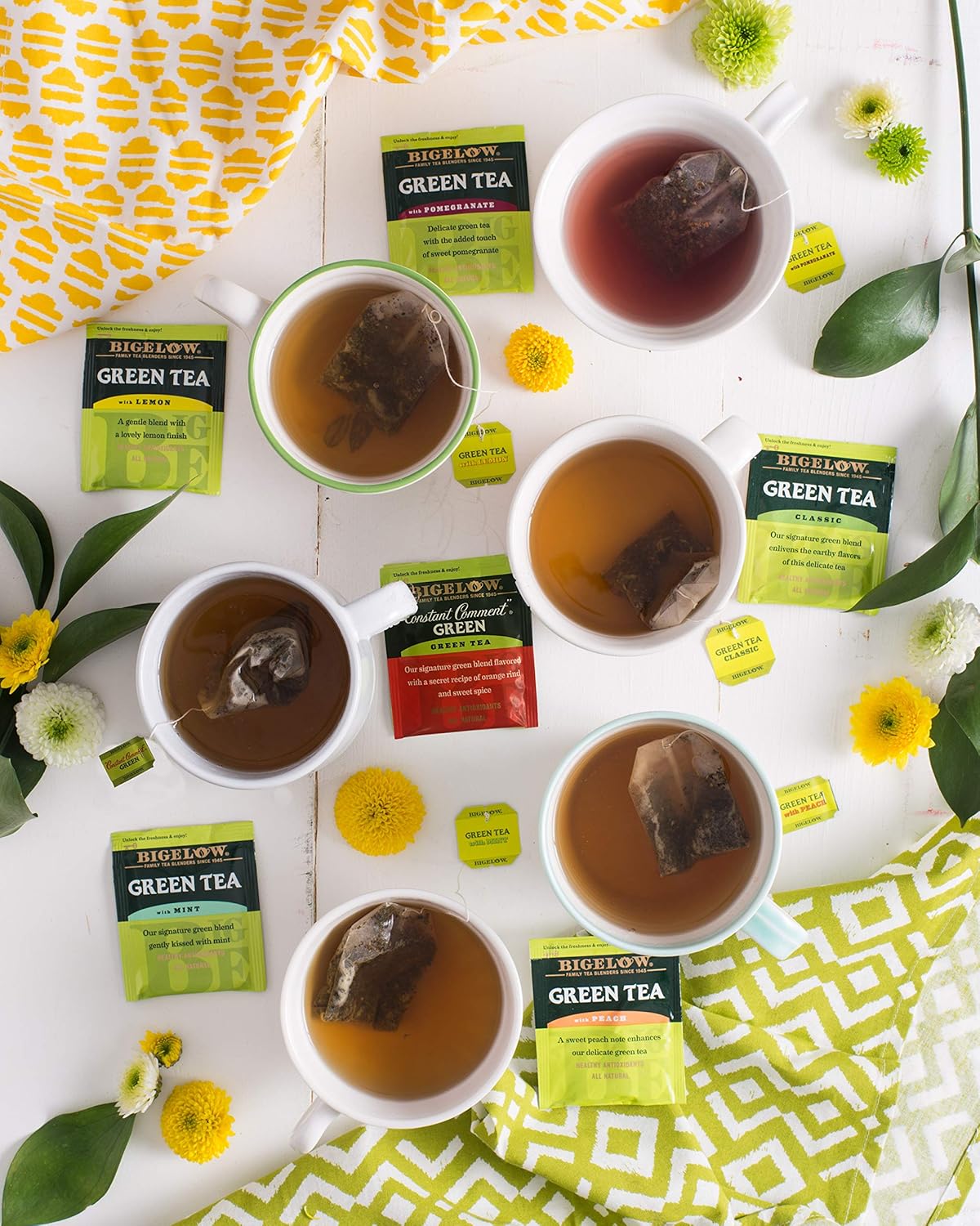 Bigelow Tea Green Tea 6 Flavor Variety Pack, Caffeinated, 20 Count (Pack of 6), 120 Tea Bags Total : Grocery & Gourmet Food