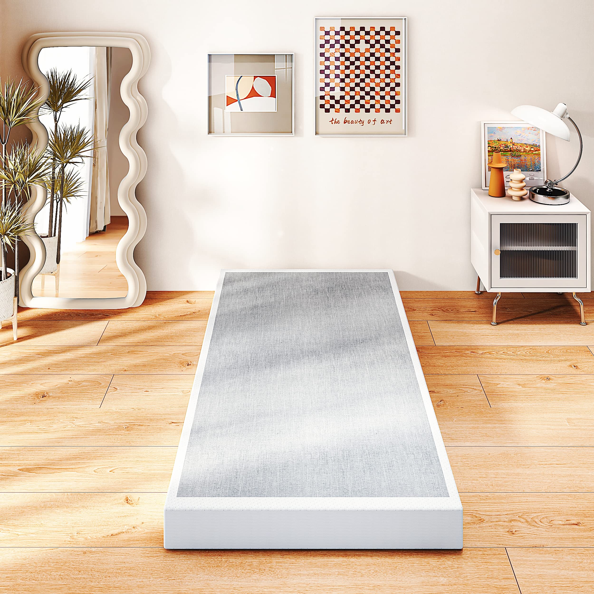 THEOCORATE 7 Inch Twin Box Spring, Metal High Profile Spring, Heavy Duty Mattress Foundation, Easy Clean Cover, Quiet, Non-Slip, Simple Assembly