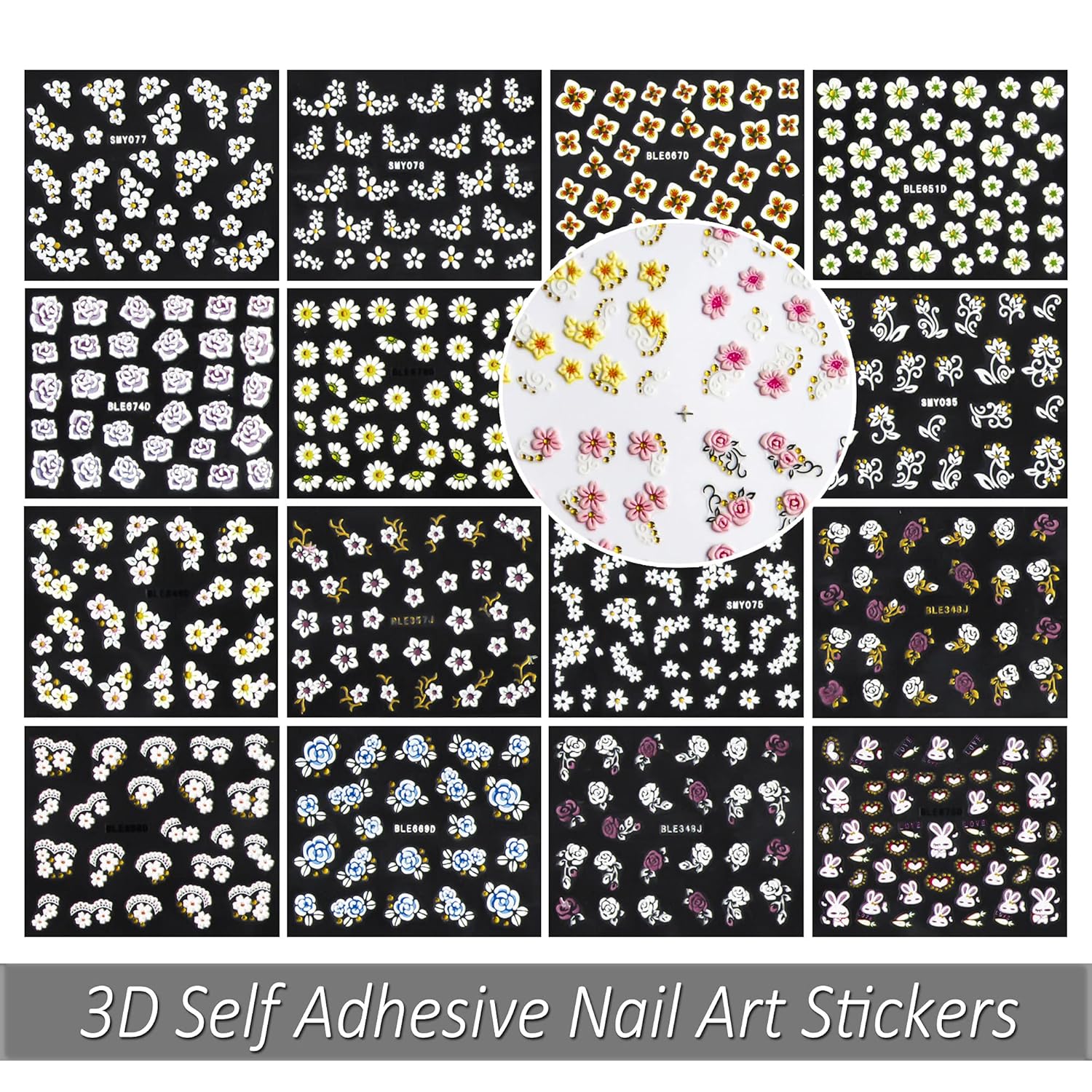 DANNEASY 30 Sheets Self-Adhesive Nail Art Stickers Kit Butterfly Nail Decals for Women Manicure Accessories with 1Pc Nail File + Wood Cuticle Stick : Beauty & Personal Care