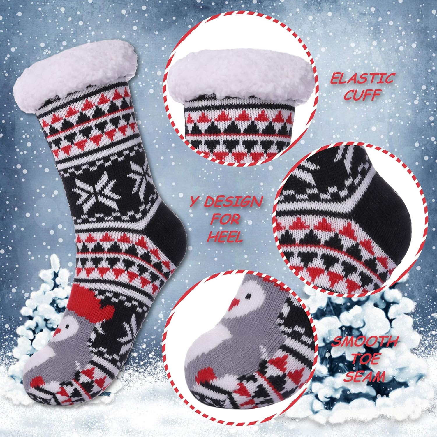 DYW Women Winter Thick Slipper Socks with Grippers Non Slip Warm Fleece Lining Fluffy Fuzzy Socks Christmas Gifts - Image 6