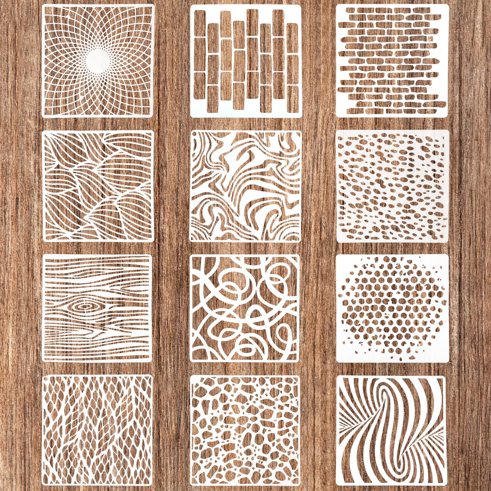 Amazon.com : cobee 12Pcs Reusable Stencils for Crafts, Texture Stencils ...