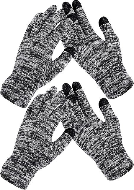 Cooraby 2 Pairs Men or Women's Winter Touch Screen Magic Gloves Warm Knit Gloves Typing Texting Gloves