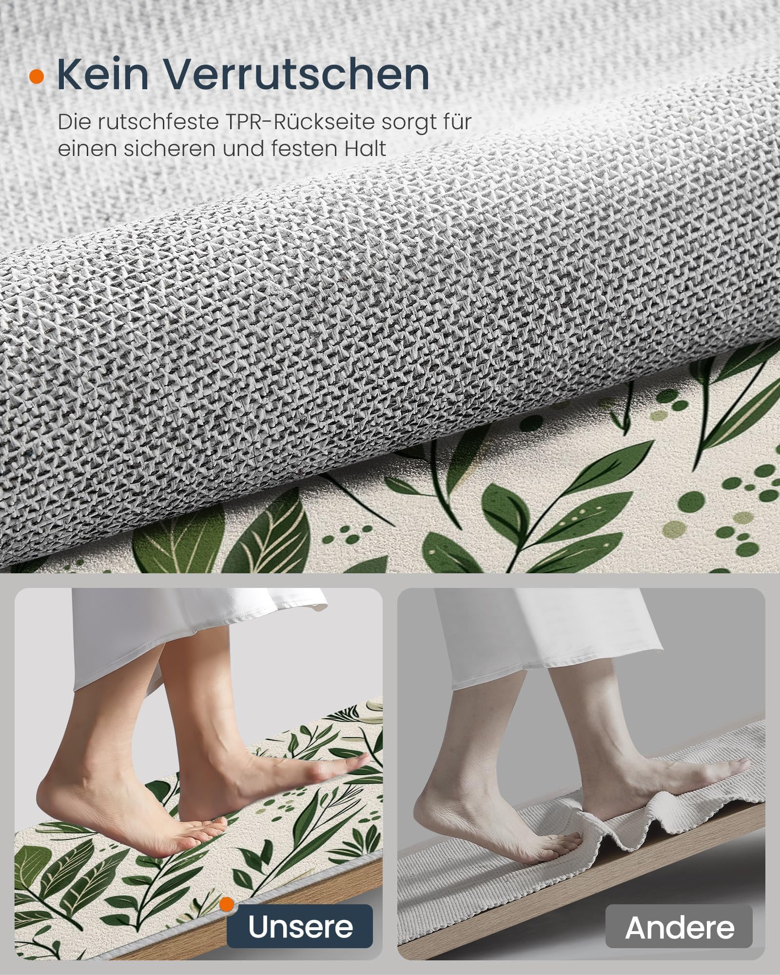 Tapis Moderne 100cm Rond à Motif Plantes peintes à la Main