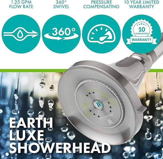 Niagra Conservation N3912BN Earth Luxe High Efficiency Showerhead, Brushed Nickel
