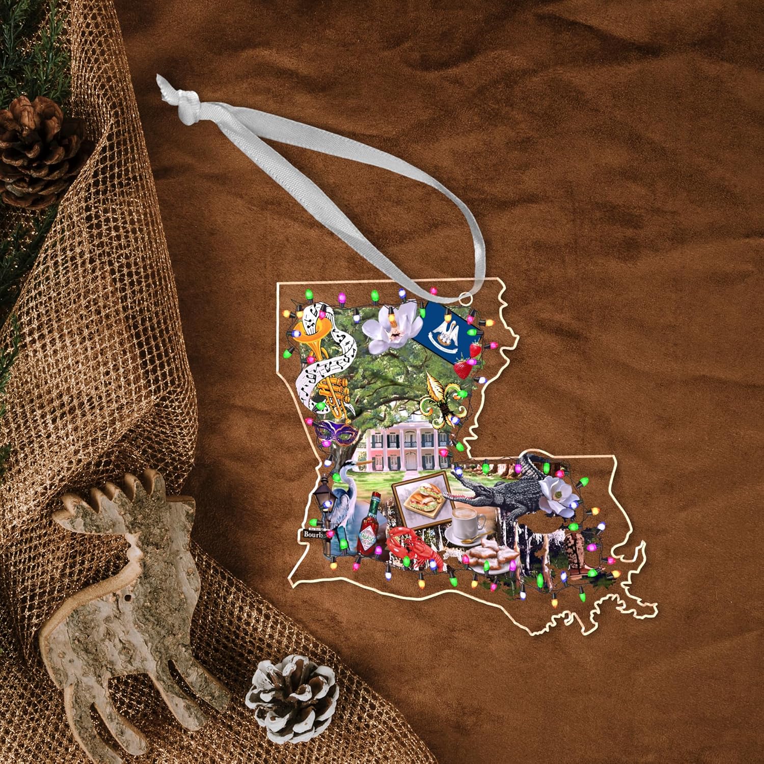 FLAGWIX Louisiana Gifts for Women Men - Acrylic Ornaments for Home Decor - Louisiana Souvenirs with New Orleans and Mardi Gras Decorations, Gifts for Mom Dad Friends - Image 7