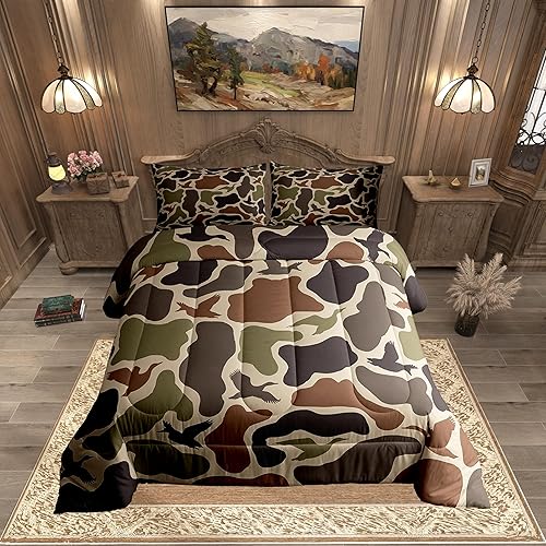 Erosebridal Green Camo Comforter Set Full Duck Huner Bedding Army