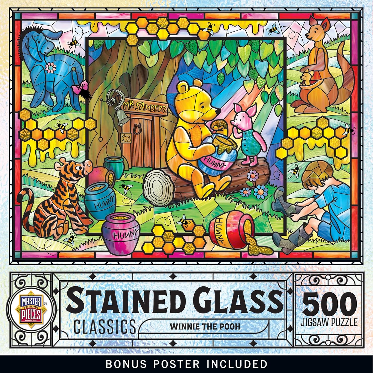 MasterPieces 500 Piece Stained Glass Jigsaw Puzzle for Adults, Family, Or Youth - Winnie The Pooh - 15"x21"