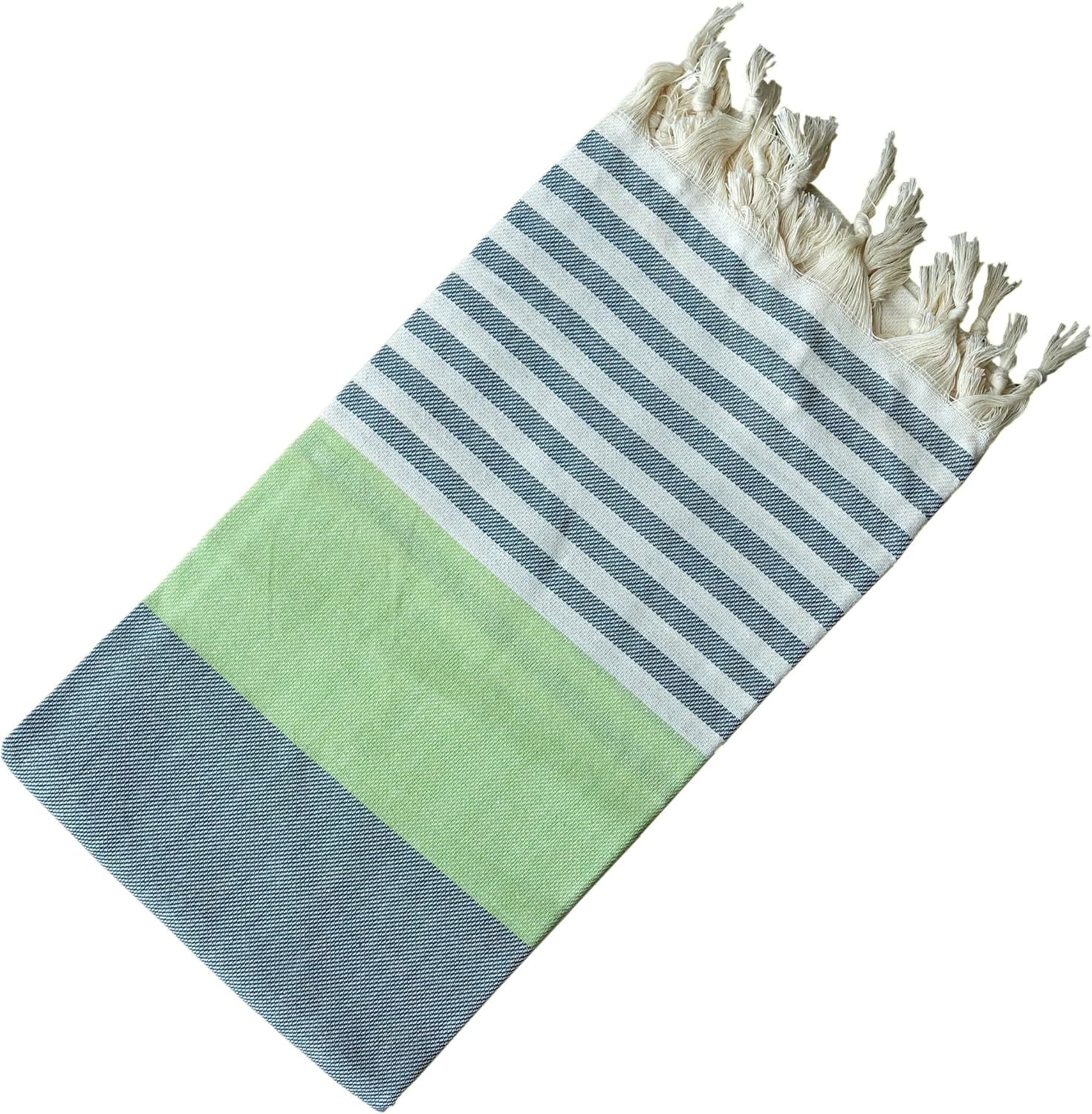 Dandelion - Palette Pattern - 100% Naturally-Dyed Cotton Turkish Towel Peshtemal - 71x39 Inches - Olive Green & Pistachio Green