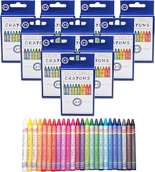 Color Swell Crayons Bulk Packs   10 Boxes of 24 Vibrant Colored Crayons of Teacher Quality Durable Classroom Pack for Kids Students Party Favors