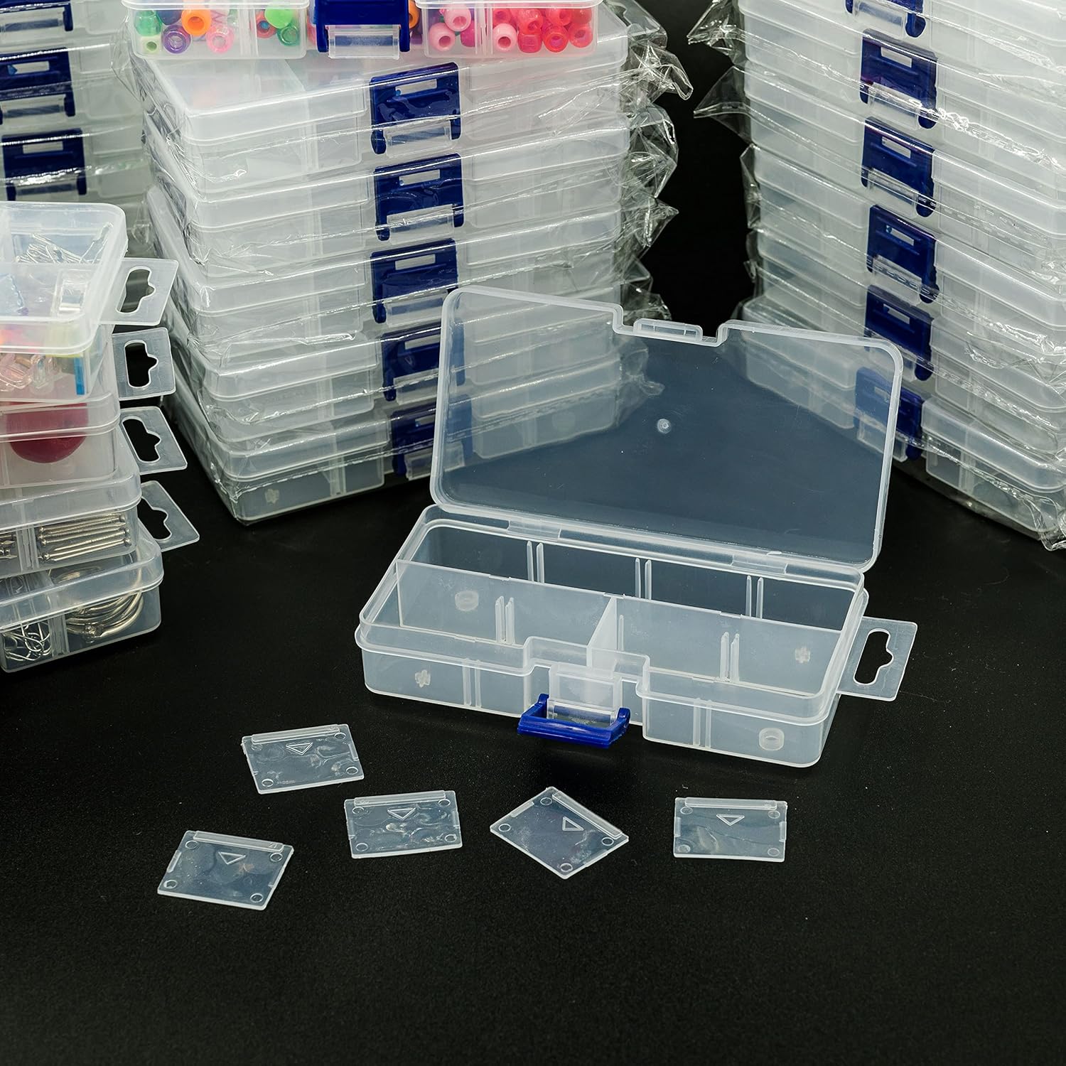 ELEMENT 115 25-Pack Small Plastic Storage Box Case Container with 8 Grid Dividers 2.45" x 5.2" x .97" for Beads, Tackle Box, Fishing Hooks, Bobs, Buttons, Jewelry Grid Size: 1.25" x 1.2" Party Favors