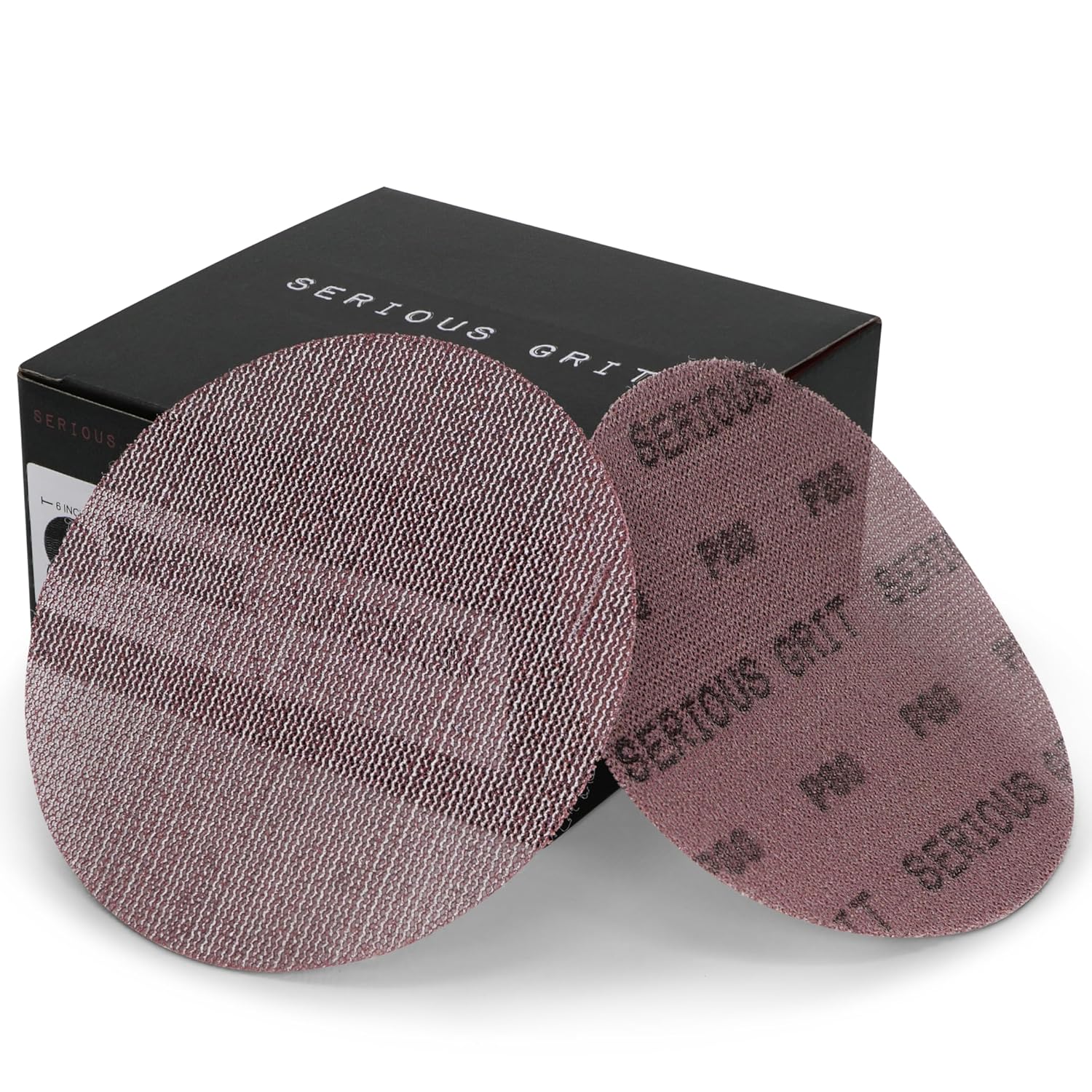 Serious Grit - 6-Inch 80 Grit Ceramic Mesh Sanding Discs - Hook & Loop Dust-Free Net Abrasive for Wood, Drywall, Paint, Auto Body - Long Life Ceramic Grain - Universal Fit 150mm Sandpaper - 50 Pack