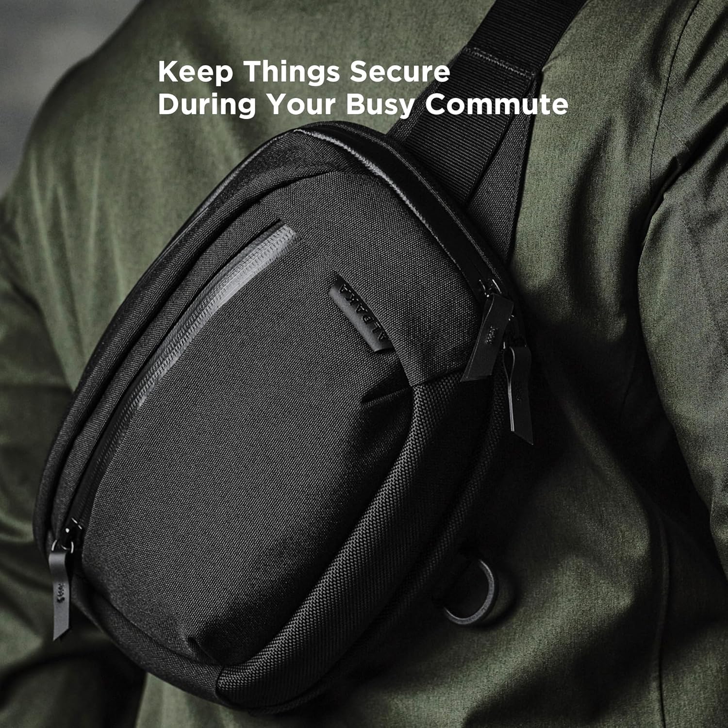 ALPAKA Bravo Waist Pack - 2L,Heavy-duty Durable Sling Bag for Men Fits an iPad Mini, Nintendo Switch, Electronics Organizer - Versatile Carrying Case - Weatherproof Axoflux Army Green 600D Fabric - Image 6