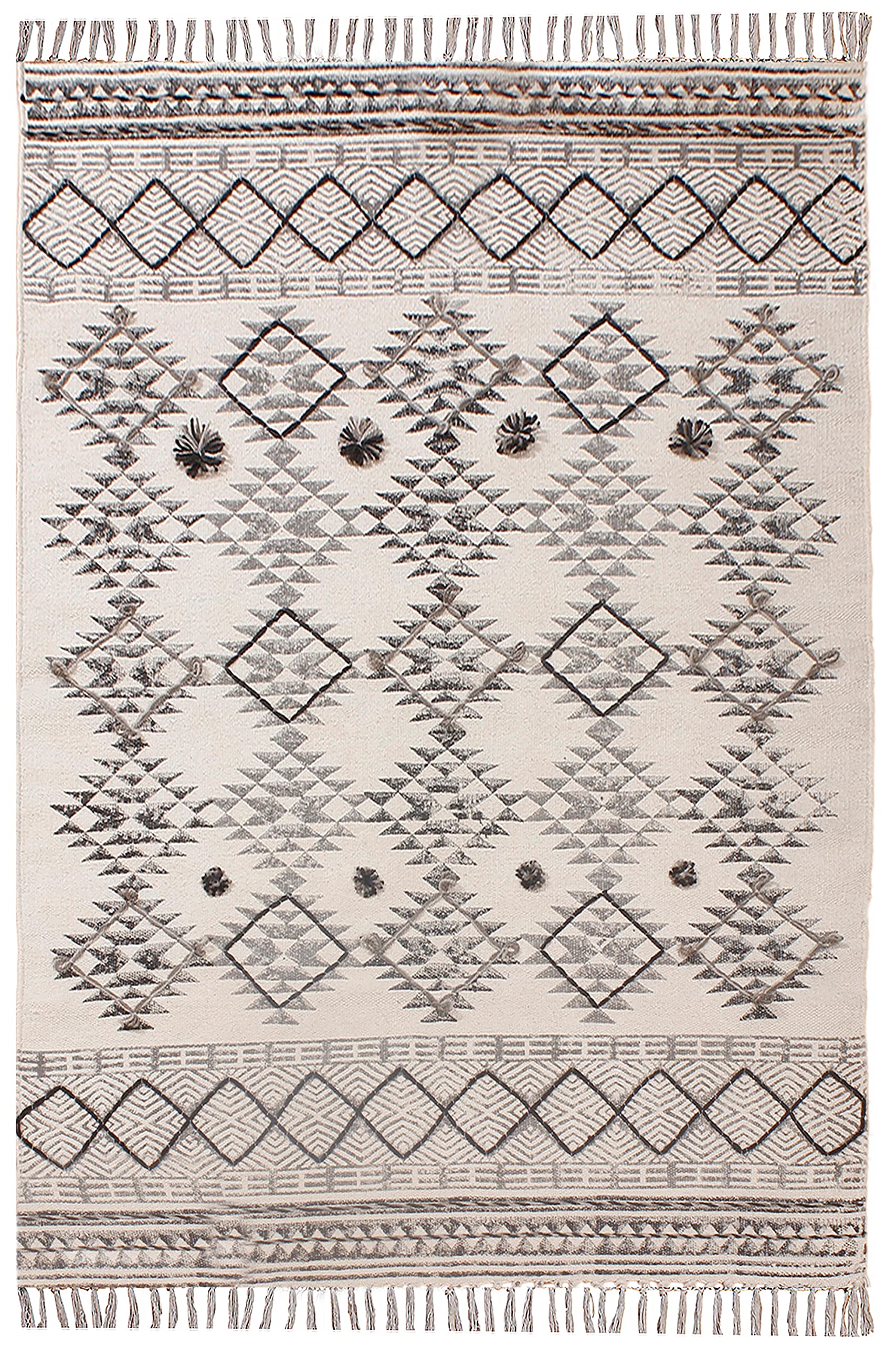 Tapis Dhurrie coton imprimé main bohème Kilim pour terrasse et grand salon d'extérieur