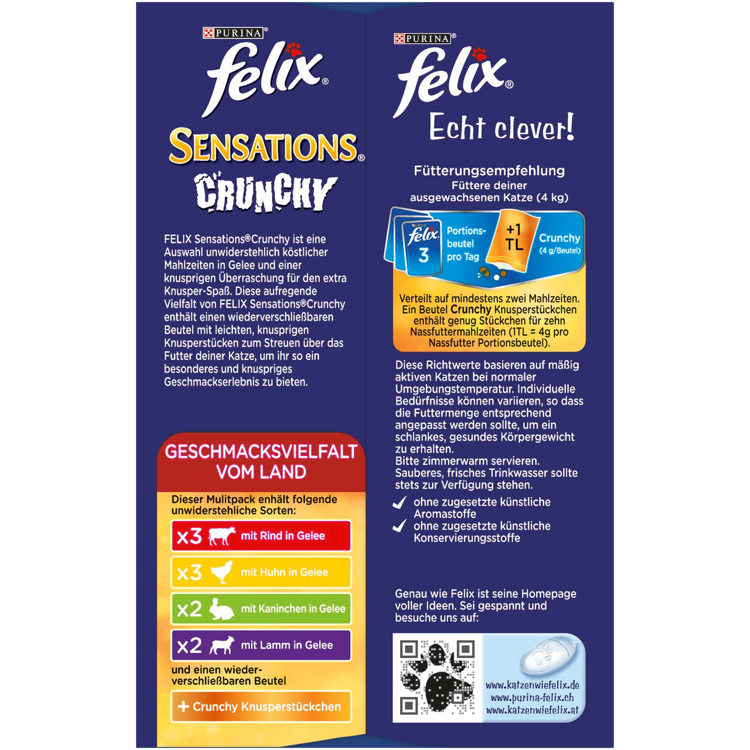 Felix Sensations Crunchy Crumbles - Cibo per Gatti Purina, Confezione da 6 (6 x 1,2 kg)