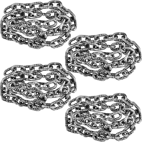 Haconba 4 cadenas de Halloween de 6 pies, cadenas de plástico, accesorios de decoración, cadena de prisión para decoración de fiesta de Halloween,