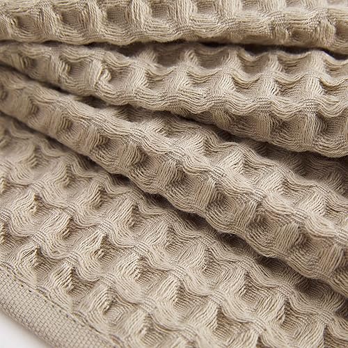 Miniatura 4 de YiLUOMO Juego de 3 toallas de baño de punto gofre, juego de toallas 100% algodón (1 toalla de baño, 1 toalla de mano, 1 toallita) Toalla de mano de