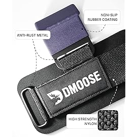 DMoose Weight Lifting Hooks (Pair), Hand Grip Support Wrist Straps for Men and Women, 8 mm Thick Padded Neoprene, Deadlift, Powerlifting, Pull up bar, Liftups, Shrugs (Navy Blue (Flat Hook))