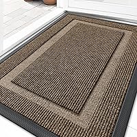 OLANLY Waterproof Front Door Mat Indoor Outdoor - All-Weather Natural Rubber Doormat, Fade-Resistant, Low-Profile Easy Clean, 29.5x17 Brown