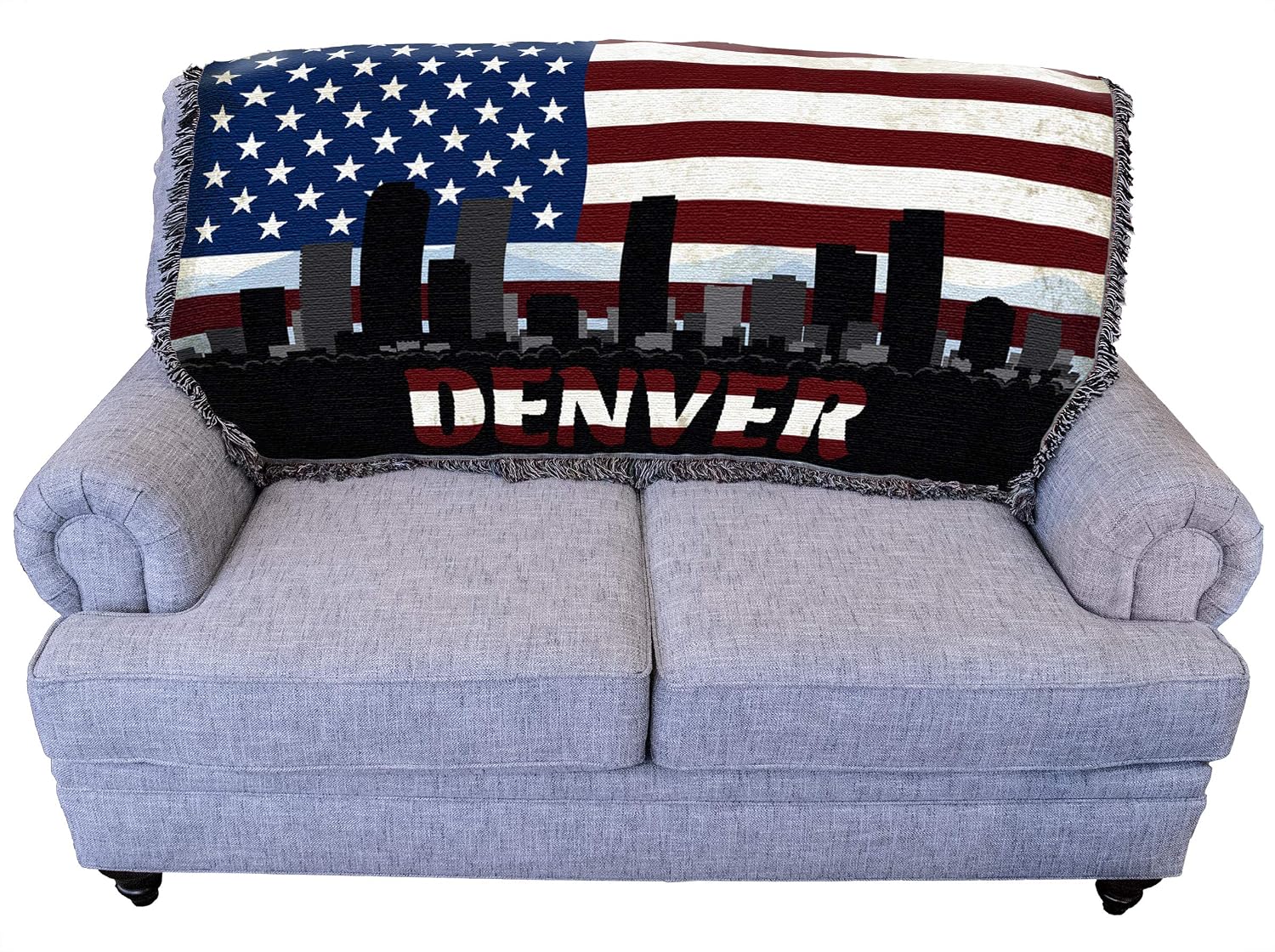Pure Country Weavers Colorado - Denver - City American Flag Blanket - Gift Tapestry Throw for Back of Couch or Sofa - Woven from Cotton - Made in the USA (61x36)
