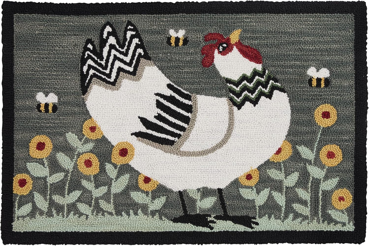 Amazon.com: Park Designs My Little White Hen Hooked Rug 2' x 3', Gray ...