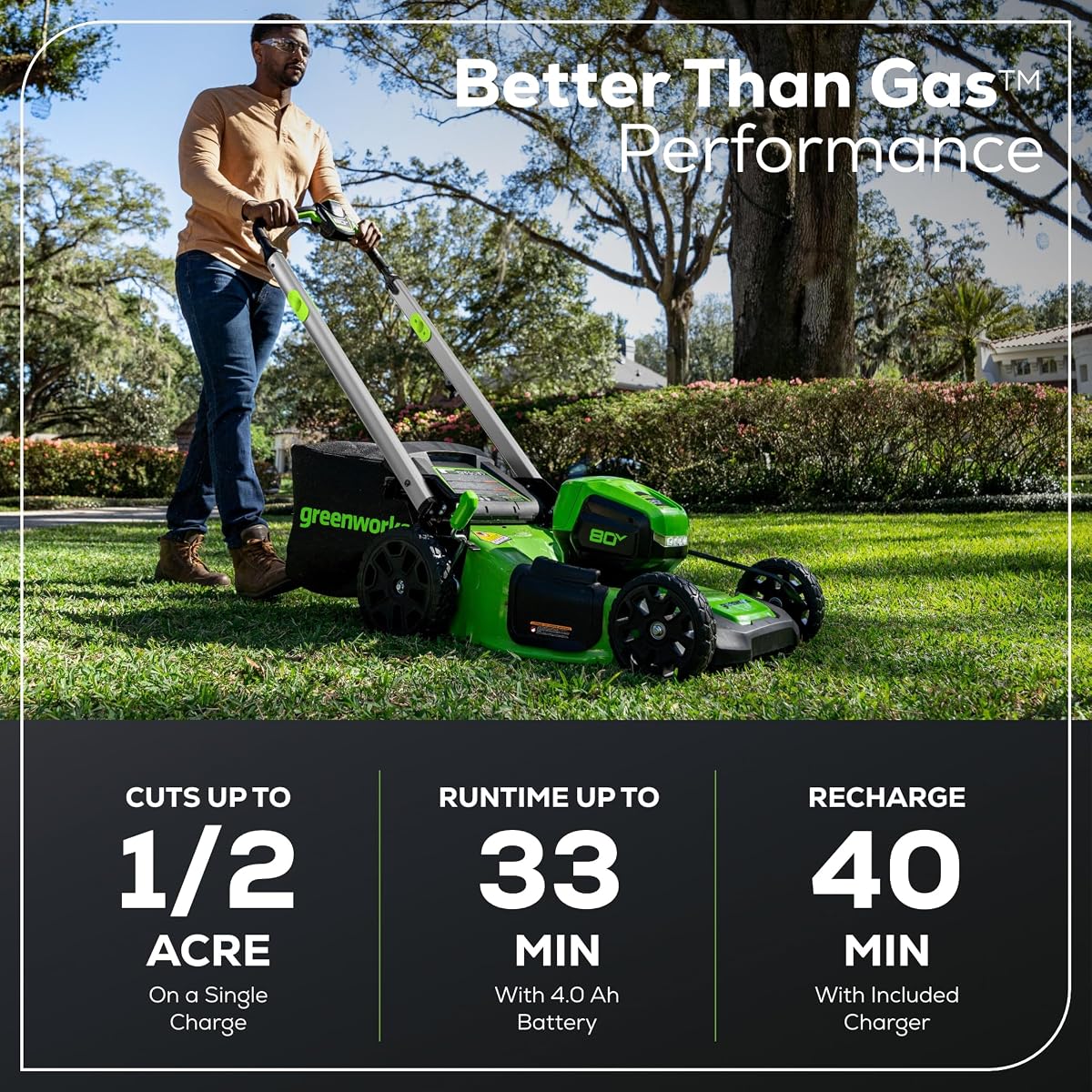 Greenworks Pro 80V 21" Brushless Cordless Self-Propelled Lawn Mower view 3