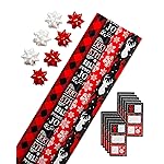 American Greetings Christmas Wrapping Paper, Red and Black Buffalo Plaid Holiday Gift Wrap Set (120 sq.ft., 4 rolls-30 in. x 12 ft., 7 Adhesive Bows, 30 Gift Tag Stickers) Rustic, Snowflakes, Reindeer
