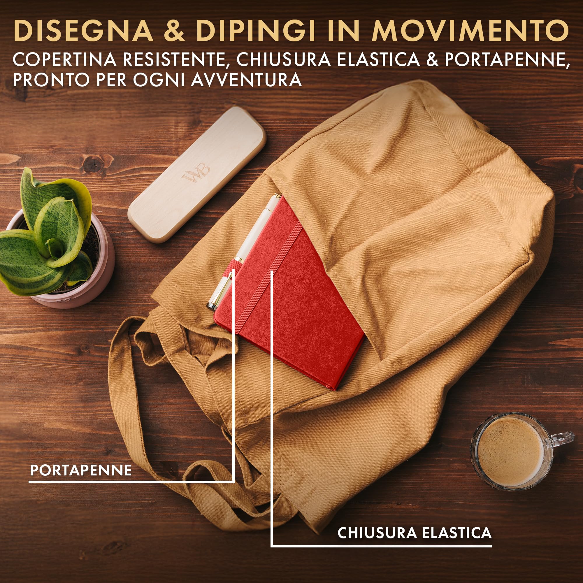 Wordsworth & Black Diario Mixed Media, 96 Pagine, Carta A5, Rosso