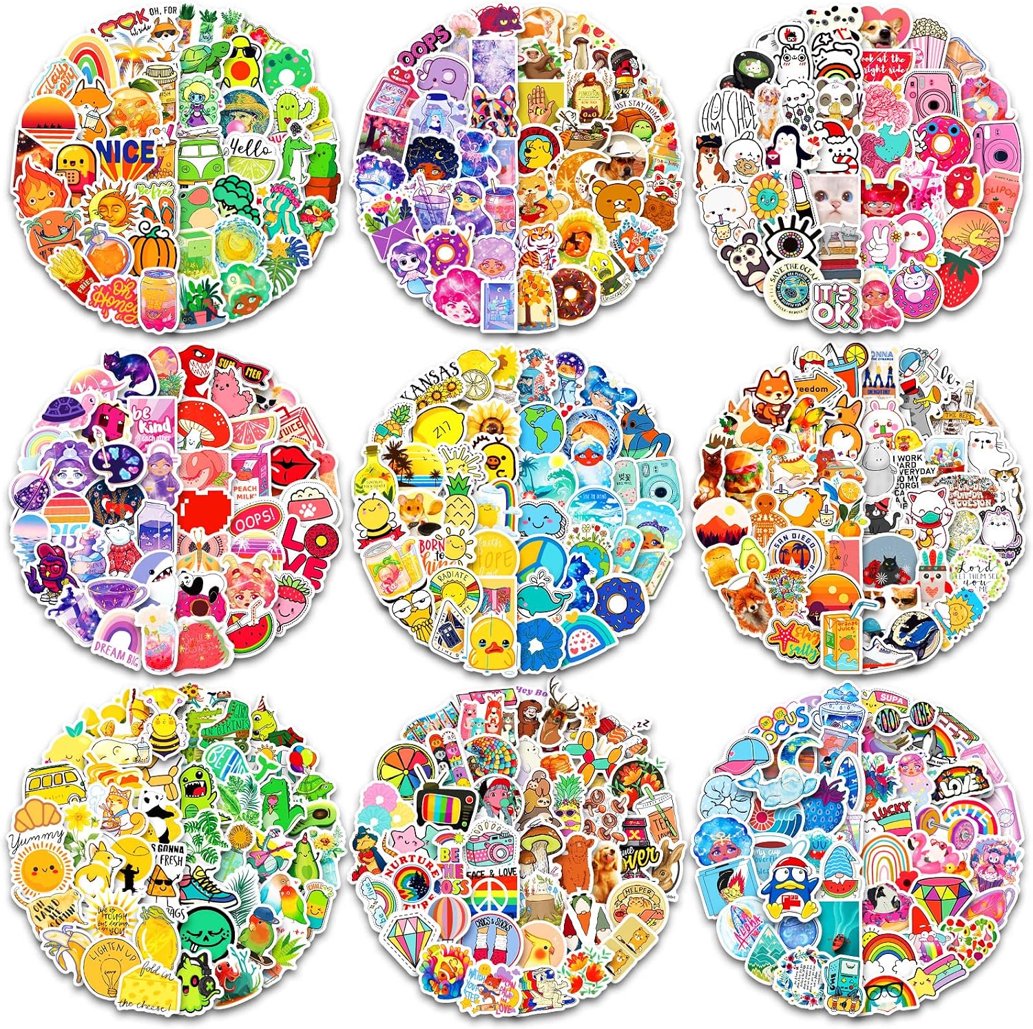 600 Pcs Cute Stickers for Kids, Water Bottle Stickers, Vinyl Aesthetic Stickers, Waterproof Stickers for Laptop Skateboard Scrapbook Animal Kawaii Teacher Computer Hydroflask, Mixed Colorful Sticker Packs for Teens Girls Kids Adults