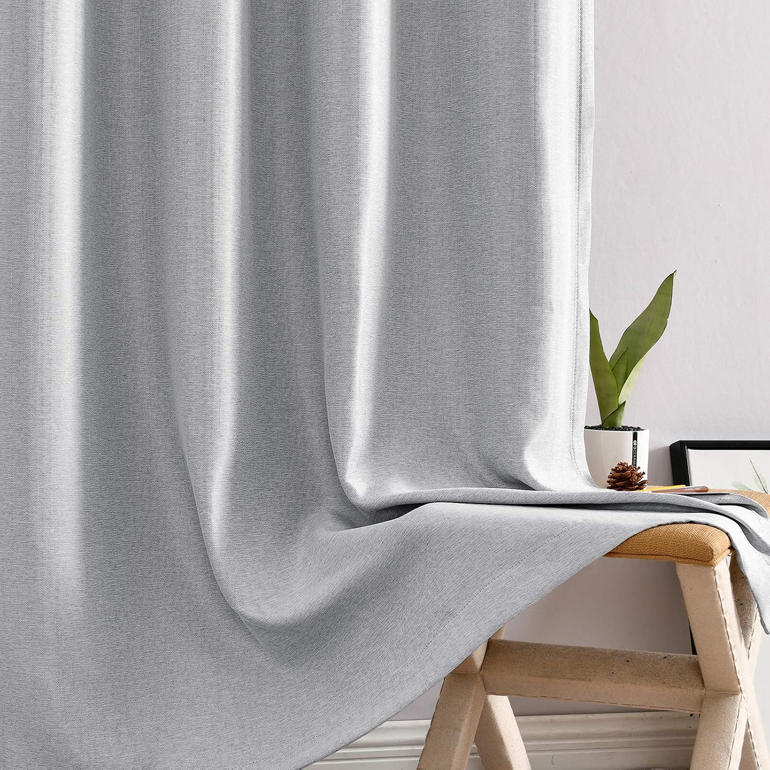 2 Panels Curatins Gray 84 Inch Zigzag Textured Drapes Room Darkening Window Curtains for Bedroom Living Room or Kitchen