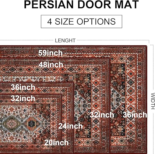 Miniatura 9 de Collive Tapete lavable para interiores, tapete retro antideslizante de 20 x 32 pulgadas, alfombra de entrada de absorción rápida, tapete de entrada